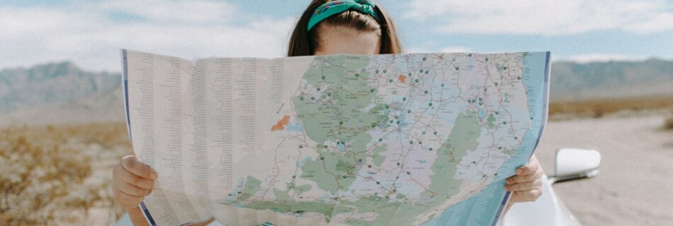 woman looking at the map